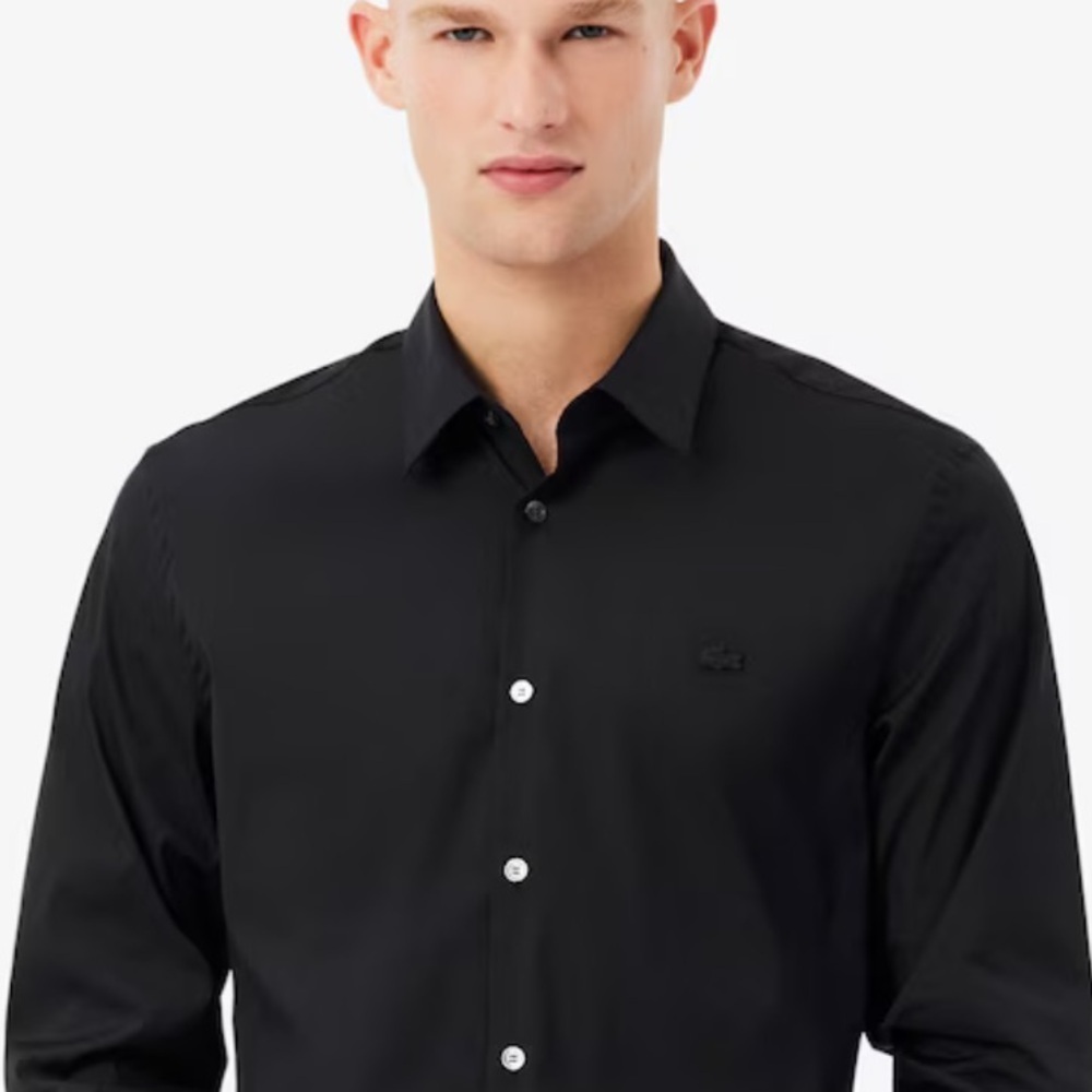 Lacoste faded Black Shirt with black Iconic Logo- size 45/2xl